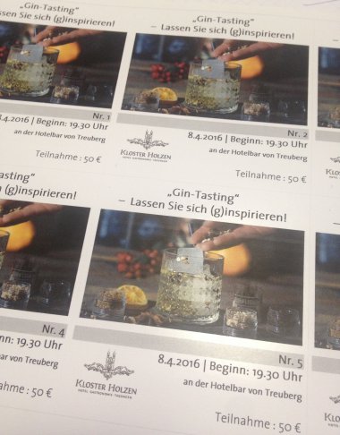 Soeben "druckfrisch" : die Gin Tasting Eintrittskarten, Bild 1/1